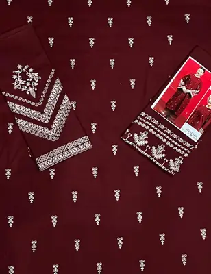 2 Pcs Women's Unstitched Embroidered Suit thumbnail 3