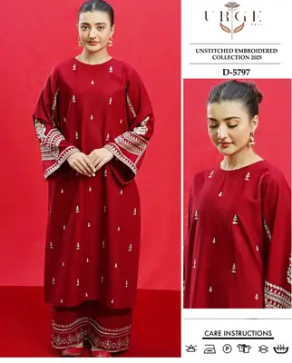 2 Pcs Women's Unstitched Embroidered Suit