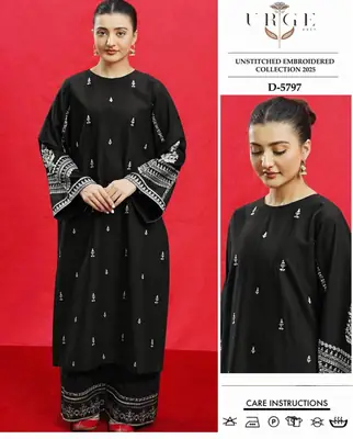 2 Pcs Women's Unstitched Embroidered Suit