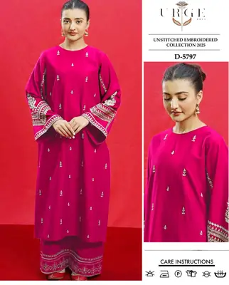 2 Pcs Women's Unstitched Embroidered Suit