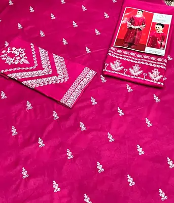 2 Pcs Women's Unstitched Embroidered Suit thumbnail 2