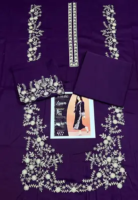2 Pcs Women's Unstitched Embroidered Suit thumbnail 2