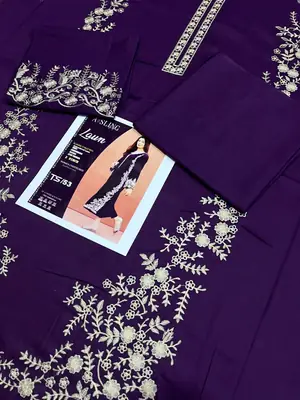 2 Pcs Women's Unstitched Embroidered Suit thumbnail 3