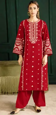 2 Pcs Women's Unstitched Embroidered Suit