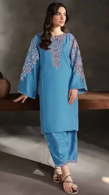 2 Pcs Women's Unstitched Embroidered Suit