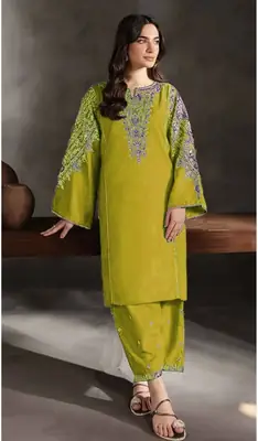 2 Pcs Women's Unstitched Embroidered Suit