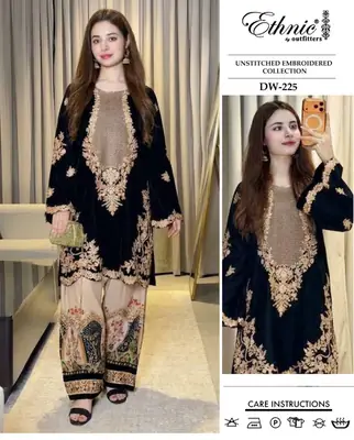 2 Pcs Women's Unstitched Embroidered Suit