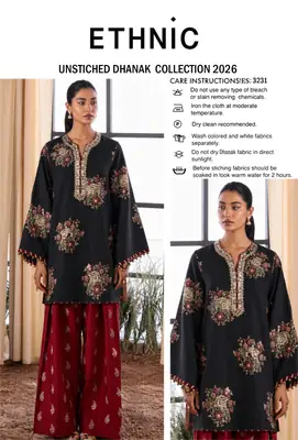 2 Pcs Women's Unstitched Embroidered Suit