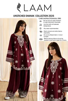 2 Pcs Women's Unstitched Embroidered Suit