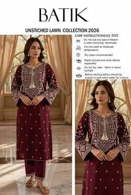 2 Pcs Women's Unstitched Embroidered Suit