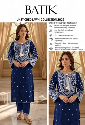 2 Pcs Women's Unstitched Embroidered Suit