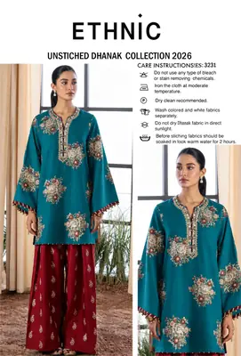 2 Pcs Women's Unstitched Embroidered Suit