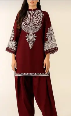 2 Pcs Women's Unstitched Embroidered Suit