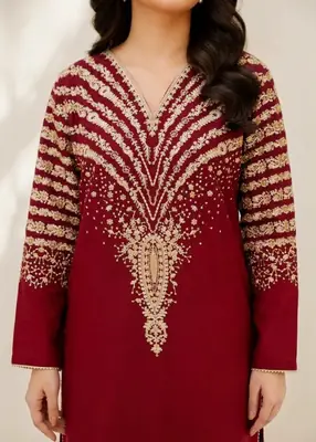 2 Pcs Women's Unstitched Embroidered Suit