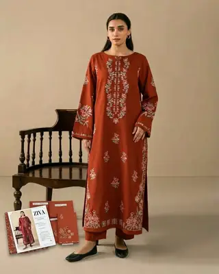 2 Pcs Women's Unstitched Embroidered Suit
