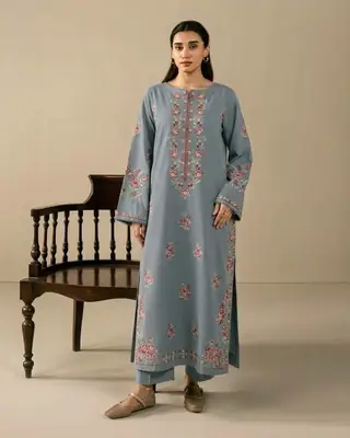 2 Pcs Women's Unstitched Embroidered Suit