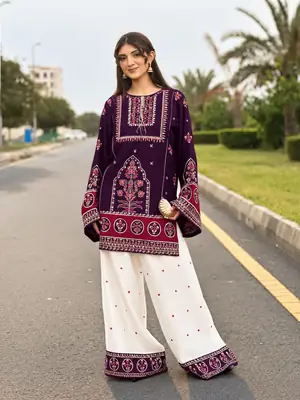 2 Pcs Women's Unstitched Embroidered Suit