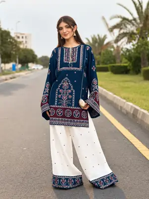 2 Pcs Women's Unstitched Embroidered Suit