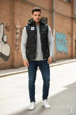 1 Pc Men's Parachute Printed Sleeveless Jacket