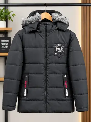 1 Pc Men's Polyester Plain Puffer Jacket