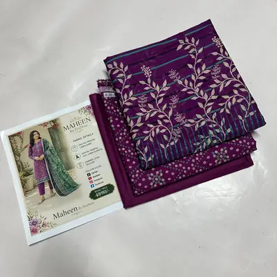 3 Pcs Women's Unstitched Printed Suit thumbnail 2