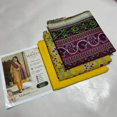 3 Pcs Women's Unstitched Printed Suit thumbnail 2