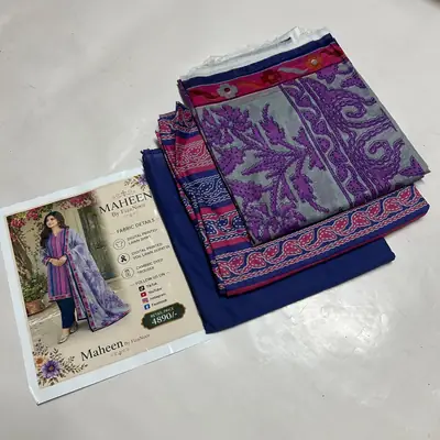 3 Pcs Women's Unstitched Printed Suit thumbnail 2