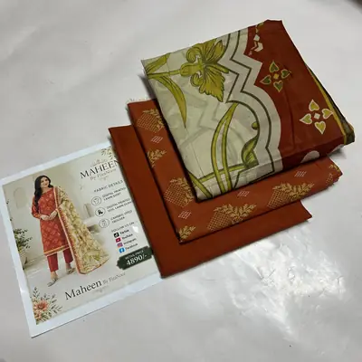3 Pcs Women's Unstitched Printed Suit thumbnail 2