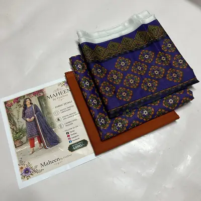 3 Pcs Women's Unstitched Printed Suit thumbnail 2