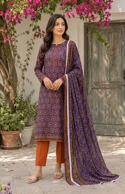 3 Pcs Women's Unstitched Printed Suit thumbnail 3