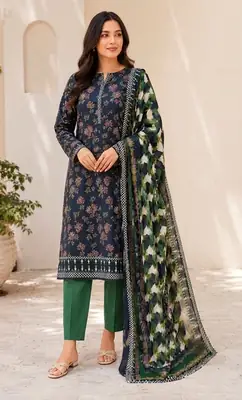 3 Pcs Women's Unstitched Printed Suit thumbnail 3