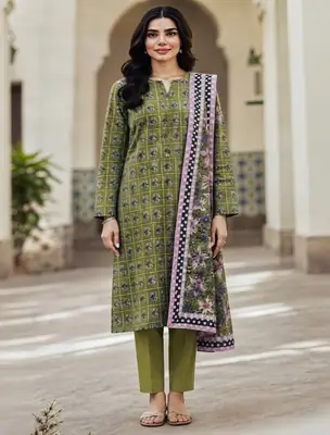 3 Pcs Women's Unstitched Printed Suit thumbnail 3