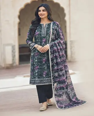3 Pcs Women's Unstitched Printed Suit thumbnail 1