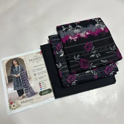 3 Pcs Women's Unstitched Printed Suit thumbnail 2