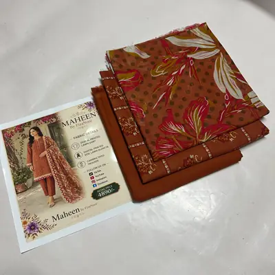 3 Pcs Women's Unstitched Printed Suit thumbnail 2