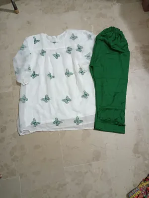 2 Pcs Women's Stitched Georgette Printed Frock And Trouser with belt thumbnail 4