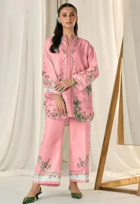 2 Pcs Women's Stitched Doria Lawn Printed Shirt And Trouser
