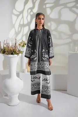2 Pcs Women's Stitched Doria Lawn Printed Shirt And Trouser