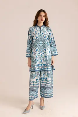 2 Pcs Women's Stitched Doria Lawn Printed Shirt And Trouser