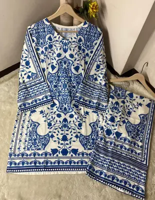 2 Pcs Women's Stitched Doria Lawn Printed Shirt And Trouser thumbnail 2