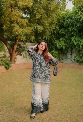 2 Pcs Women's Stitched Doria Lawn Printed Shirt And Trouser