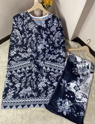 2 Pcs Women's Stitched Doria Lawn Printed Shirt And Trouser thumbnail 2