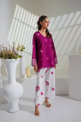 2 Pcs Women's Stitched Doria Lawn Printed Shirt And Trouser