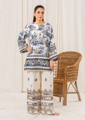 2 Pcs Women's Stitched Doria Lawn Printed Shirt And Trouser