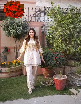 2 Pcs Women's Stitched Swiss Lawn Printed Co-Ord Set