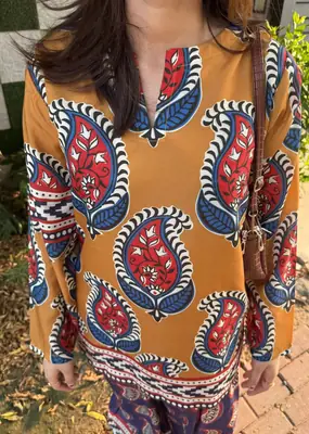 2 Pcs Women's Stitched Doria lawn Printed cord-set with Farshi trouser thumbnail 3