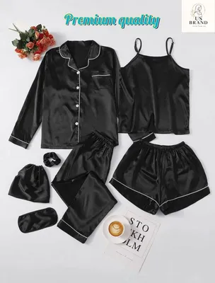 7 Pcs Women's Stitched Silk Piping Night suit thumbnail 2