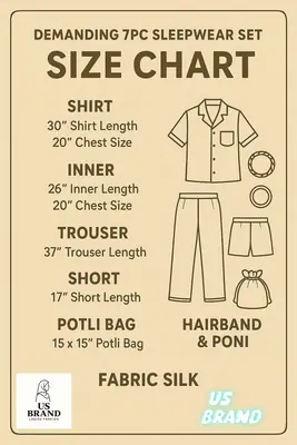 7 Pcs Women's Stitched Silk Piping Work On Shirt Trouser Short With Seven Pieces Nightwear Set thumbnail 2