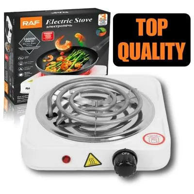 Electric Stove 1000W Stainless Steel White Compact