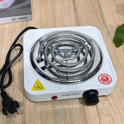 Electric Stove 1000W Stainless Steel White Compact thumbnail 2